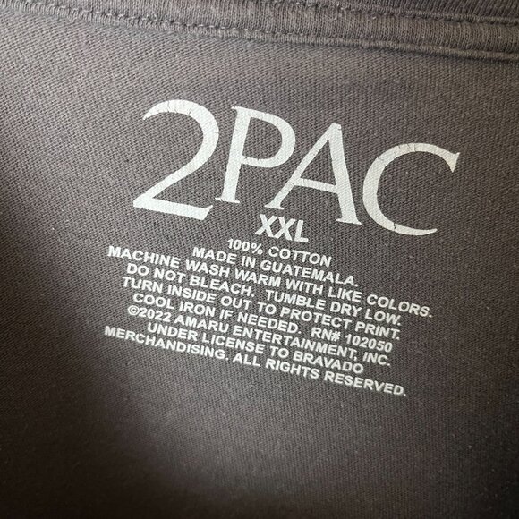 2Pac Rap Tee T Shirt Gray XXL 2XL Artist Rapper Graphic 100% Cotton Solid Logo - Picture 11 of 12